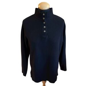 Summit Hill Sweater Pullover Turtleneck Button Up Black Cotton Size S Unisex